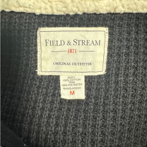 Field & Stream Black 100% Cotton Sherpa Collar Half Zip Sweater Women's Medium - Picture 9 of 9